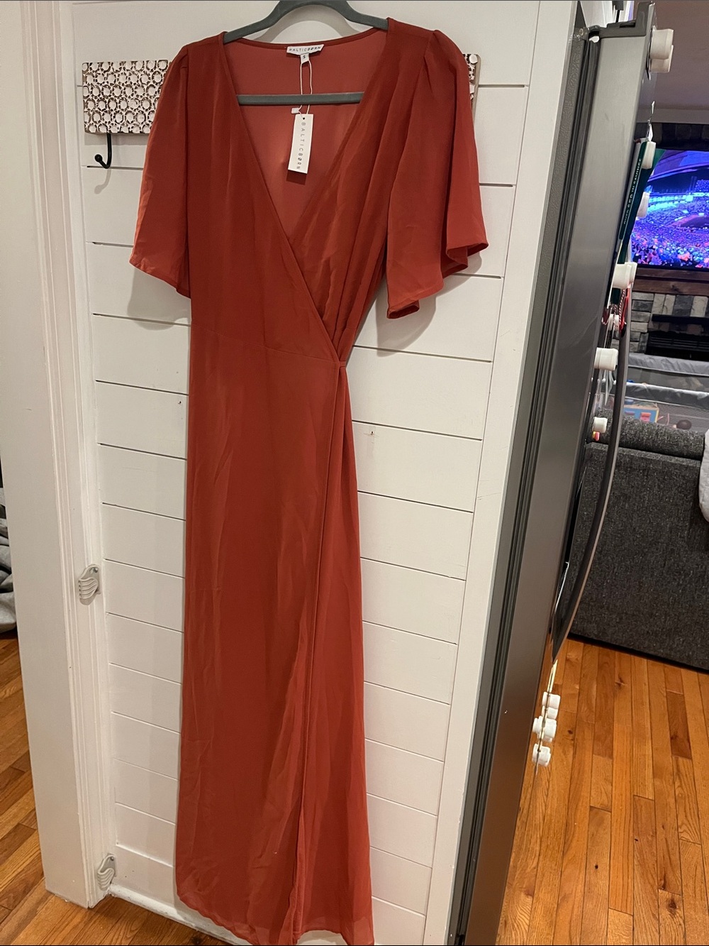Baltic Born Burnt Orange Wrap Maxi Dress small NWT